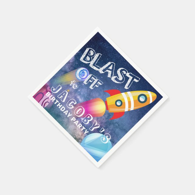 Cute Space Birthday Personalized Napkins (Corner)