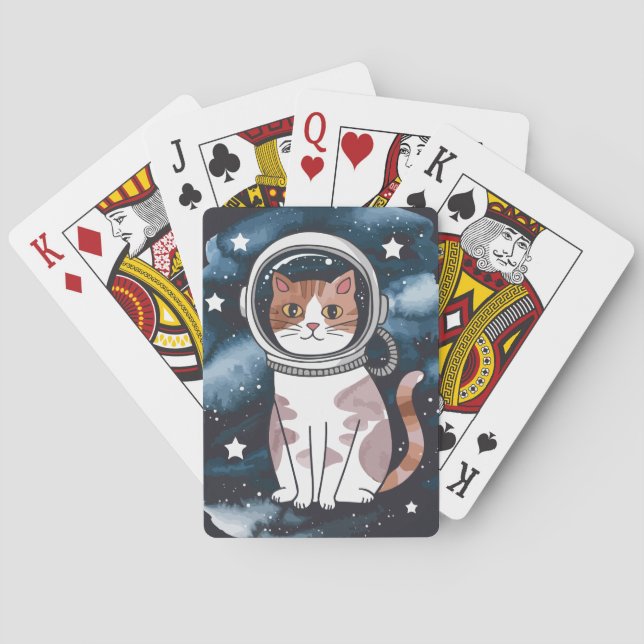 Cute Space Cat Astronaut  Poker Cards (Back)