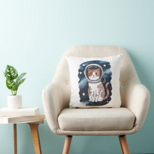 Cute Space Cat Astronaut Throw Pillow