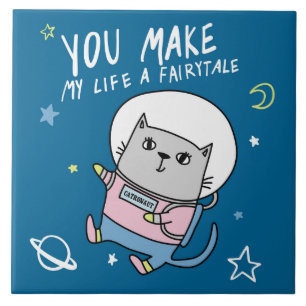 Cute Space Cat  Ceramic Tile