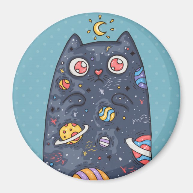 Cute Space Cat Magnet (Front)