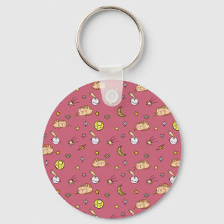 Cute Space Cat Pattern – Adorable Cosmic Kitty Keychain