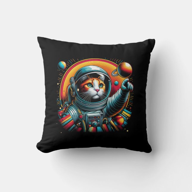 Cute space cat pillow! throw pillow (Front)