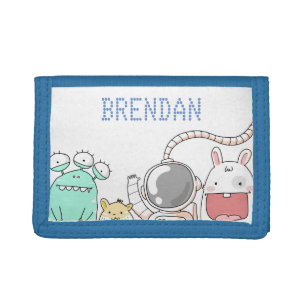Cute Space Characters Personalised Kids Tri-fold Wallet