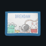 Cute Space Characters Personalised Kids Trifold Wallet<br><div class="desc">Spaceman and friends cute illustrated image on personalised kids wallet.</div>