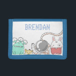 Cute Space Characters Personalised Kids Trifold Wallet<br><div class="desc">Spaceman and friends cute illustrated image on personalised kids wallet.</div>