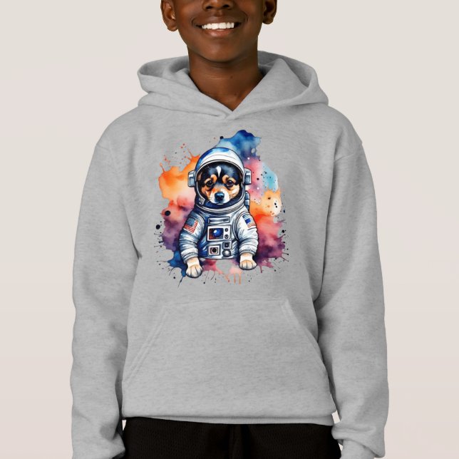Cute space dog astronaut puppy  hoodie (Front)