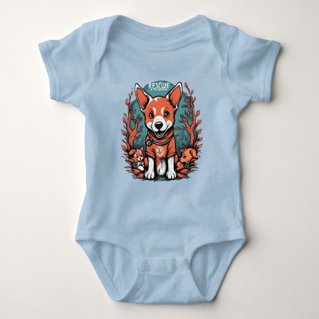 Cute space dog astronaut puppy  T-Shirt Baby Bodysuit (Front)