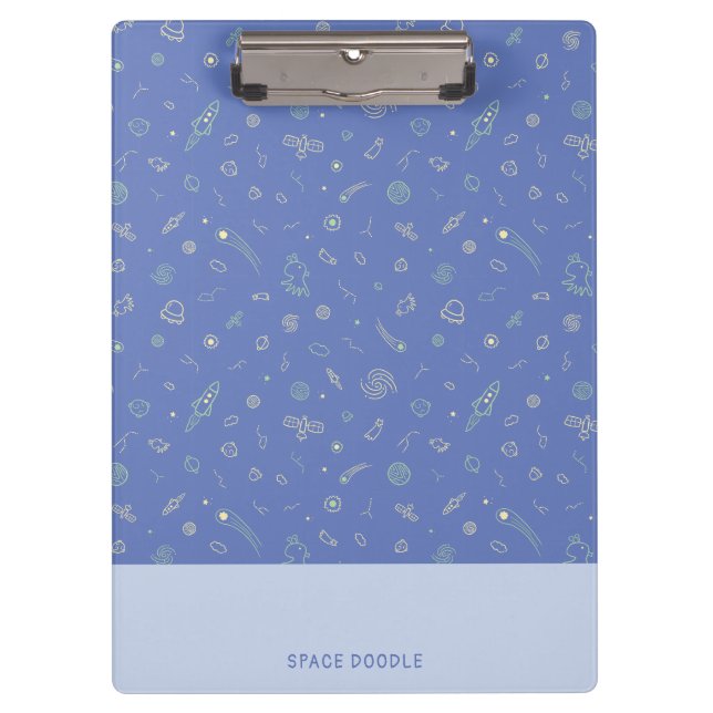 Cute Space Doodle Personalized Clipboard (Front)