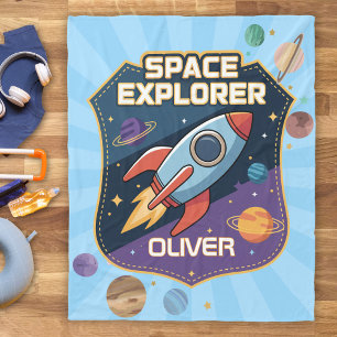 Cute Space Explorer Badge Fleece Blanket