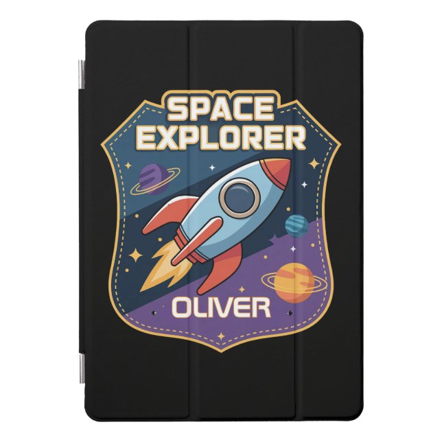Cute Space Explorer Badge iPad Pro Cover (Front)