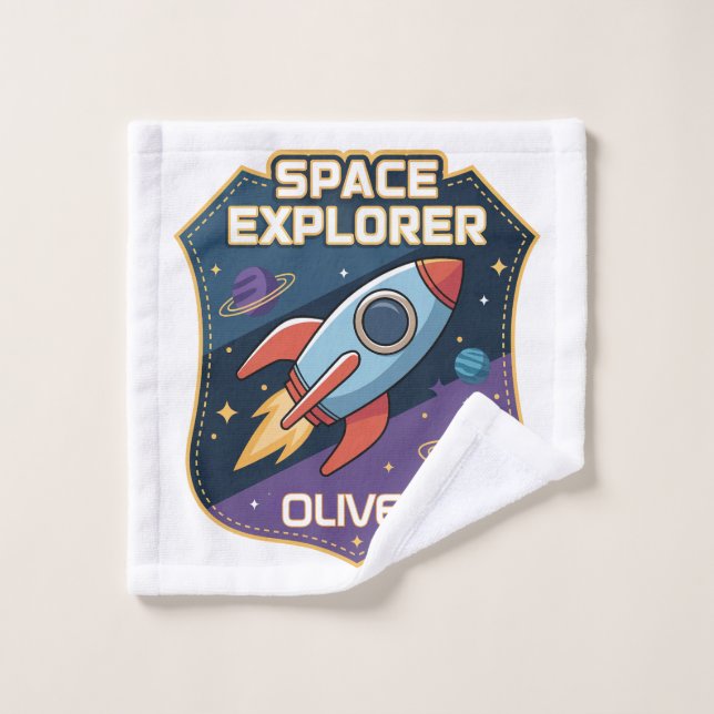Cute Space Explorer Badge Wash Cloth (Wash Cloth)