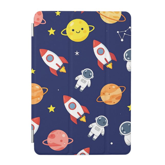 Cute Space Explorer Kids Pattern iPad Mini Cover (Front)