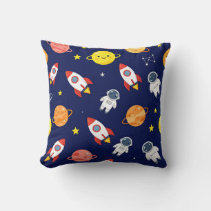 Cute Space Explorer Kids Pattern Throw Pillow