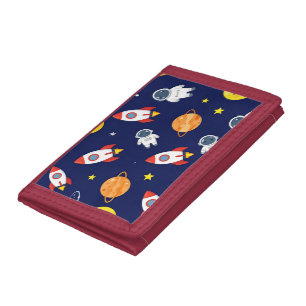 Cute Space Explorer Kids Pattern Tri-fold Wallet