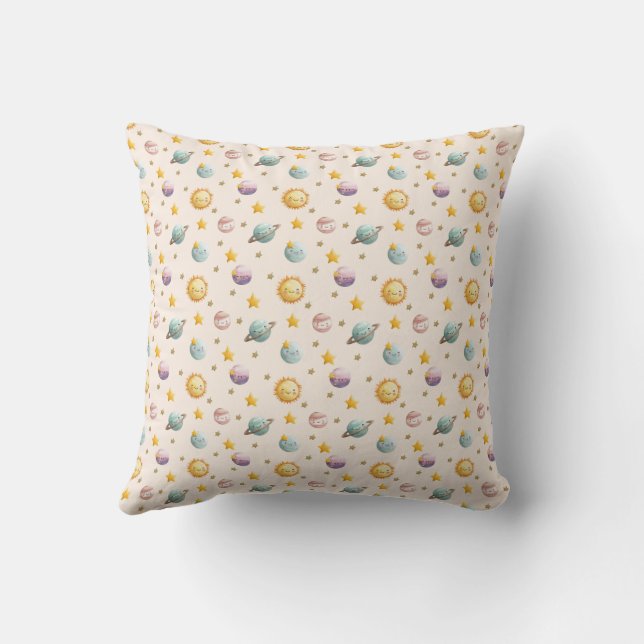 Cute Space Fabric Baby Room Textile Design Throw Pillow (Back)