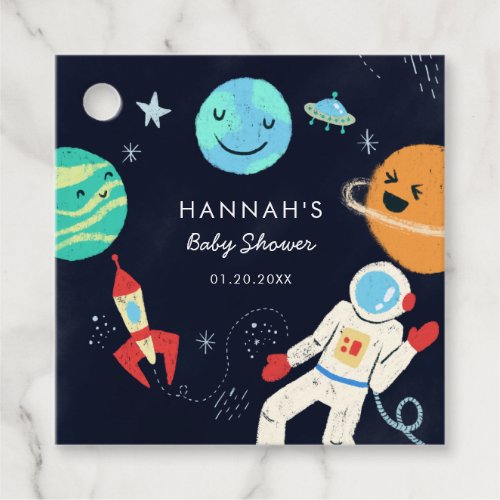 Cute Space Galaxy Baby Shower Favor Tags