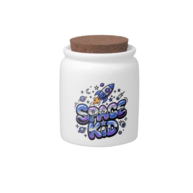 Cute "Space Kid"  Outer Space Candy Jar (Front)