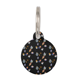 Cute space kitten in the galaxy pet ID tag