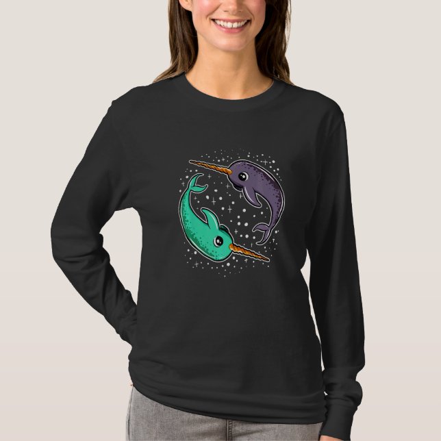 Cute Space Narwhals Narwhal  Outerspace T-Shirt (Front)