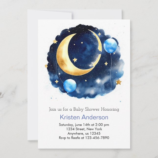 Cute Space Odyssey Boy Baby Shower Invitation (Front)