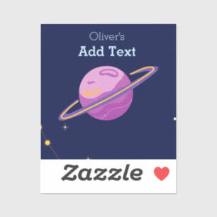 Cute Space Outer Solar System Personalized Name Sticker