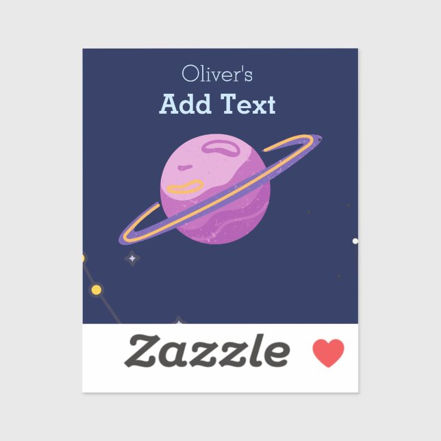 Cute Space Outer Solar System Personalized Name Sticker (Sheet)