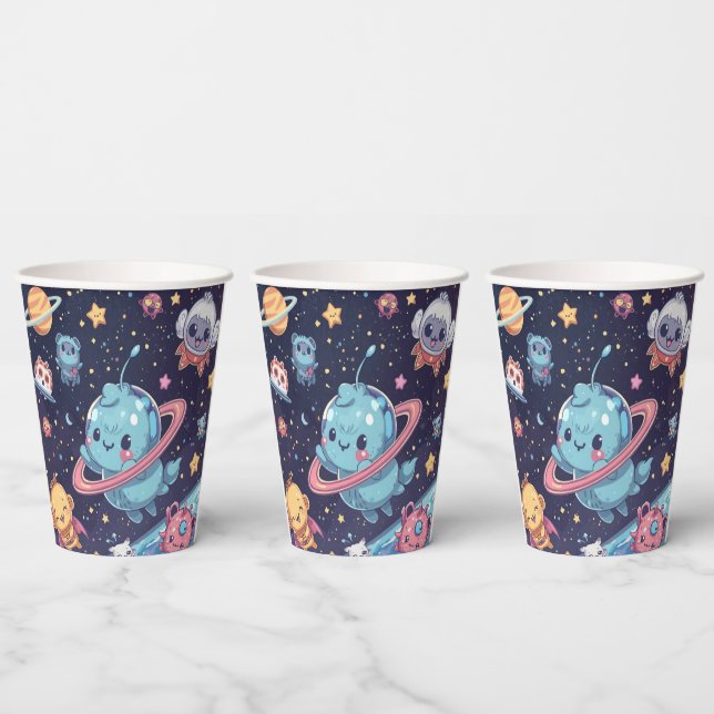 Cute Space Paper Cup for Kids – Fun Galaxy Design (Multi)