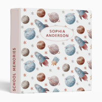 Cute Space Patterned White 3 Ring Binder