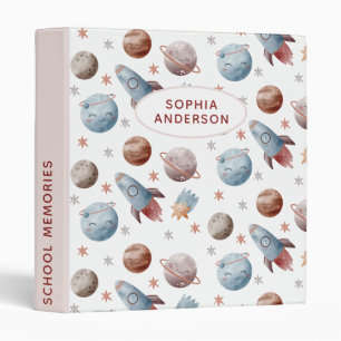 Cute Space Patterned White 3 Ring Binder