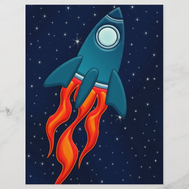 Cute Space Rocket and Outer Space Design Flyer (Front)