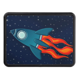 Cute Space Rocket and Outer Space Design Hitch Cover