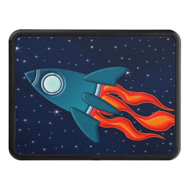Cute Space Rocket and Outer Space Design Hitch Cover (Front)