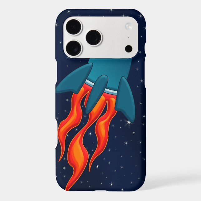Cute Space Rocket and Outer Space Design Iphone Case (Back)