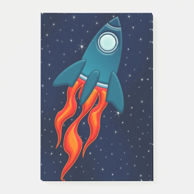 Cute Space Rocket and Outer Space Design Post-it Notes (Front)