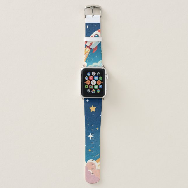 Cute space rocket blasting off apple watch band (Front)