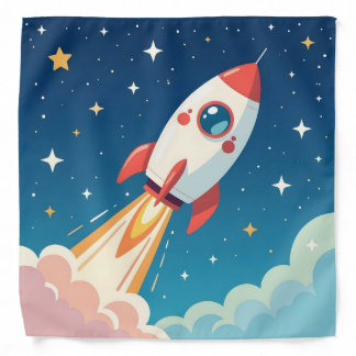 Cute space rocket blasting off bandana