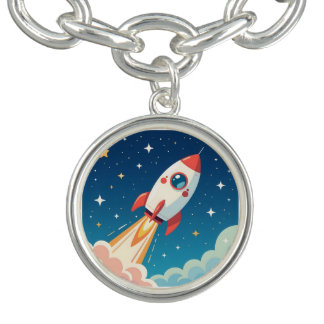Cute space rocket blasting off bracelet