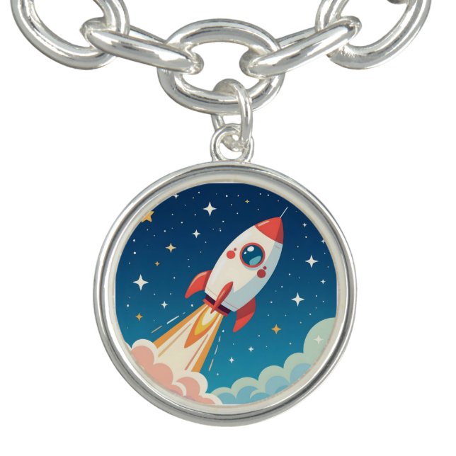 Cute space rocket blasting off bracelet (Design)