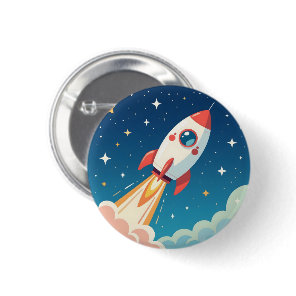 Cute space rocket blasting off button