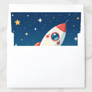 Cute space rocket blasting off envelope liner