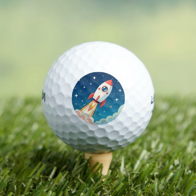 Cute space rocket blasting off golf balls (Insitu Tee)