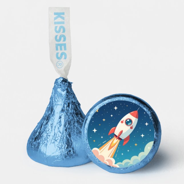 Cute space rocket blasting off hershey®'s kisses® (Front)