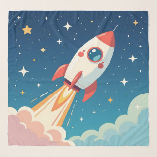 Cute space rocket blasting off scarf