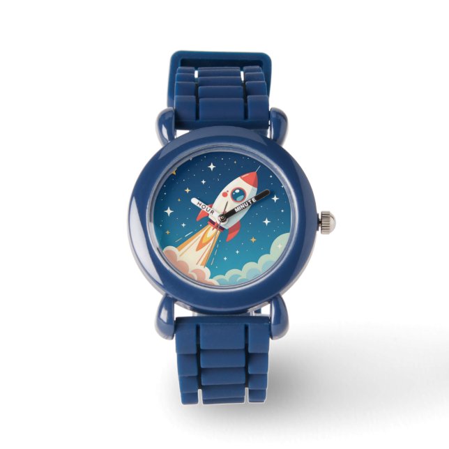 Cute space rocket blasting off watch (Front)