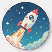 Cute space rocket blasting off wireless charger (Front)
