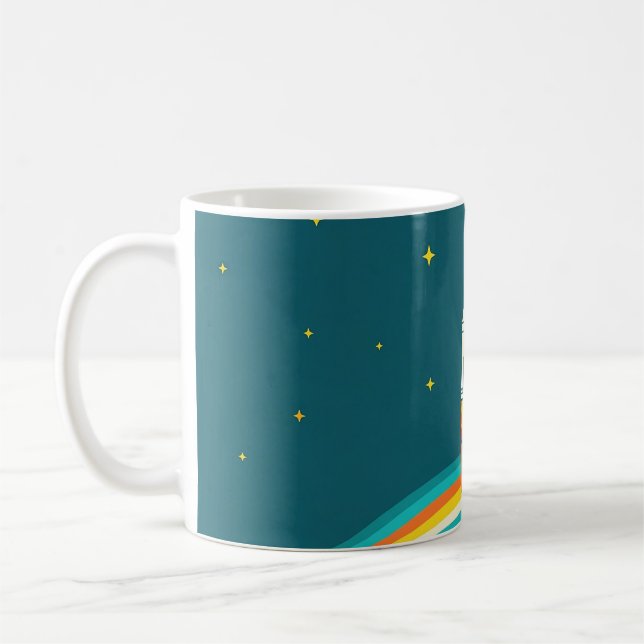 Cute Space Rocket Cartoon Coffee Mug (Left)