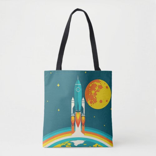 Cute Space Rocket Cartoon Tote Bag