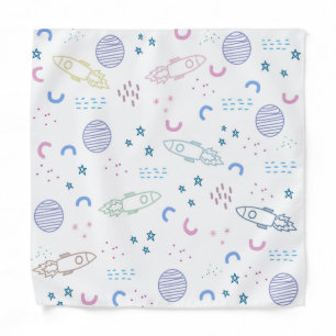 Cute Space Rockets Pattern   Bandana