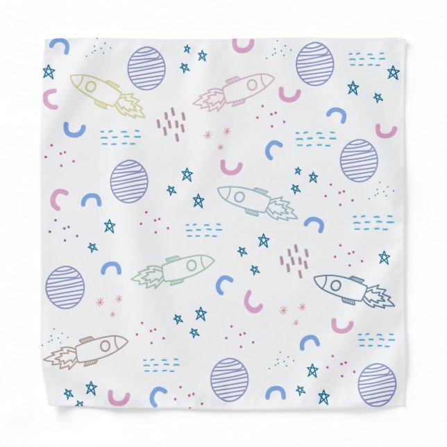 Cute Space Rockets Pattern | Bandana (Front)